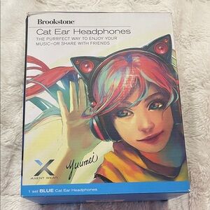 Brookstone Cat Ear Headphones - Black and Red